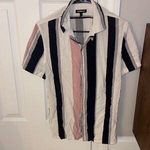 Express Men's Striped Shirt - Blue,Pink, White